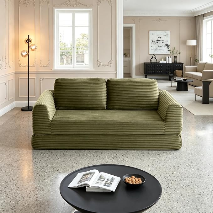 82-Inch Foldable Loveseat Boneless Cloud Couch, Modern Compressed Foam Daybed Floor Mattress Sleeper Sofa, 2-in-1 Boneless Convertible Sofa in a Box,No Assembly Required