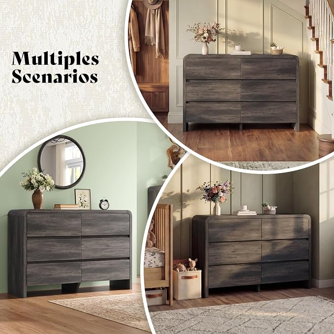AMERLIFE Drawer Tall Dresser for Bedroom, Modern Storage Cabinet with Anti-Tip Kit, Rounded Corners & Easy Assembly, White Wood Chest for Closet, Living Room, Nursery, Easy Assembly, Black