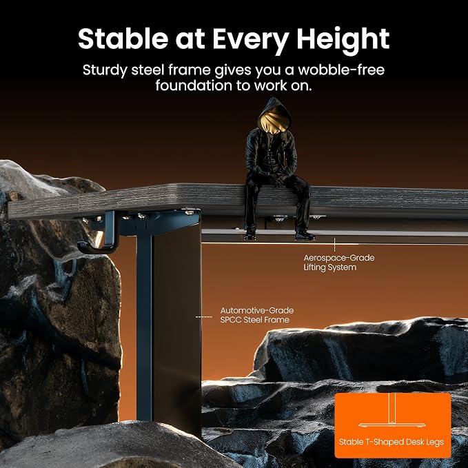ErGear Height Adjustable Electric Standing Desk, 48 x 24 Inches Sit Stand up Desk, Memory Computer Home Office Desk, Grey
