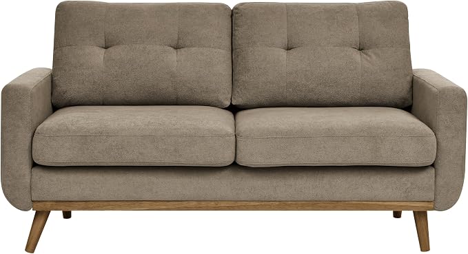 Ball & Cast 67.7" Loveseat Sofa,Mid Century Modern Love Seat Couches for Living Room,Button Tufted Upholstered Small Couch with Solid Wood Legs for Bedroom,Apartment,Office,Easy Assembly,Camel