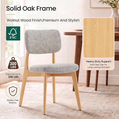 COLAMY Dining Chairs Set of 4, Modern Upholstered Kitchen Room Chairs with Solid Natural Oak Wood Legs, 5-Min Easy Assembly Anti-Wobble, High-Weight Fabric Farmhouse Side Chair, 300lbs,Oak,Oatmeal