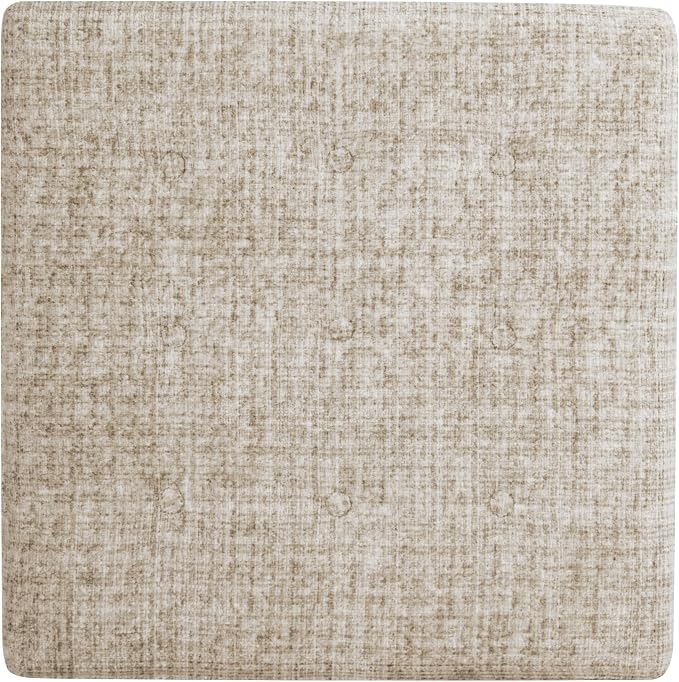 HomePop Camden Button Tufted 28" Storage Ottoman - Cream Textural Woven