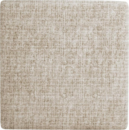 HomePop Camden Button Tufted 28" Storage Ottoman - Cream Textural Woven