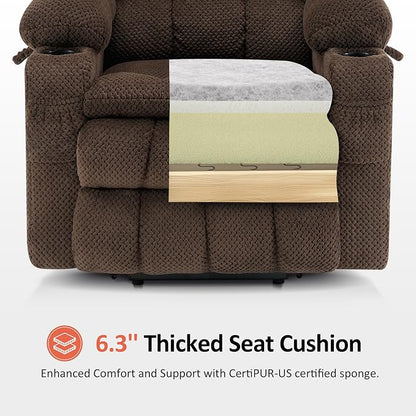 MCombo Small Dual Motor Power Lift Recliner Chair for Petite Elderly, Zero Gravity Lift Chair with Heat and Massage, Infinite Position Lay Flat Recliner, USB Ports, Fabric 7893 (Small, Coffee)