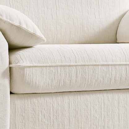 ONBRILL Oversized Accent Chair, 41 Inch Chenille Fabric Armchair, Comfy Single Sofa Chair with Padded Arms, Pocket Spring Cushion, Modern Reading Chair for Living Room, Bedroom, Beige