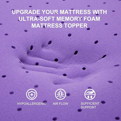 SINWEEK 3.8 Inch Gel Memory Foam Mattress Topper Ventilated Soft Pressure Relieve Mattress Pad, Breathable Bed Topper, CertiPUR-US Certified, Twin Size