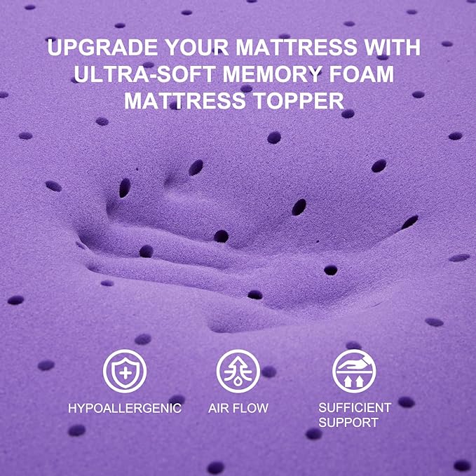 SINWEEK 3.8 Inch Gel Memory Foam Mattress Topper Ventilated Soft Pressure Relieve Mattress Pad, Breathable Bed Topper, CertiPUR-US Certified, King Size