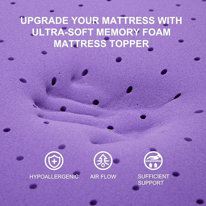 SINWEEK 3.8 Inch Gel Memory Foam Mattress Topper Ventilated Soft Pressure Relieve Mattress Pad, Breathable Bed Topper, CertiPUR-US Certified, King Size
