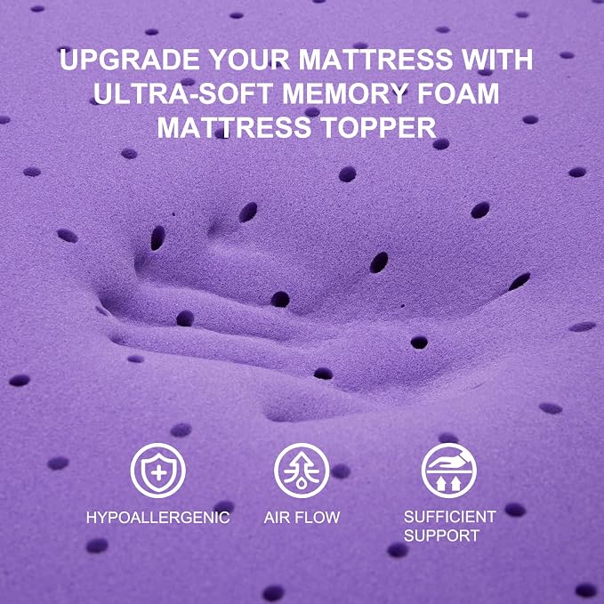 SINWEEK 3 Inch Gel Memory Foam Mattress Topper Ventilated Soft Pressure Relieve Mattress Pad, Breathable Bed Topper, CertiPUR-US Certified, California King Size