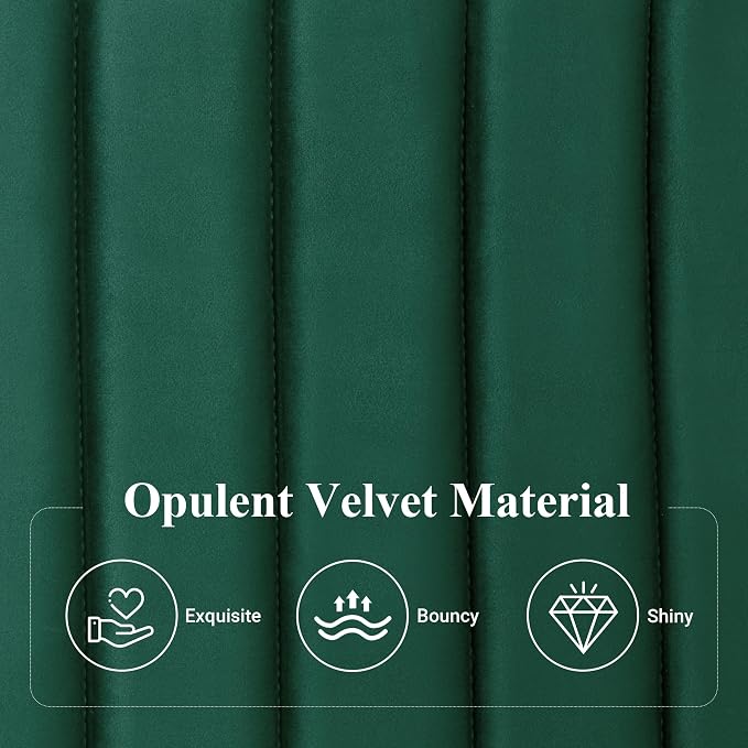 Allewie Queen Bed Frame, Velvet Upholstered Platform Bed with Adjustable Vertical Channel Tufted Headboard, Mattress Foundation with Strong Wooden Slats, Box Spring Optional, Easy Assembly, Green