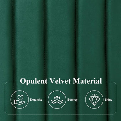 Allewie Queen Bed Frame, Velvet Upholstered Platform Bed with Adjustable Vertical Channel Tufted Headboard, Mattress Foundation with Strong Wooden Slats, Box Spring Optional, Easy Assembly, Green