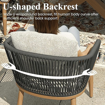 LayinSun 5 Pieces Outdoor Patio Dining Set, Aluminium Rectangular Dining Table and Wicker Rattan Chairs Set for Outside Backyard, Poolside