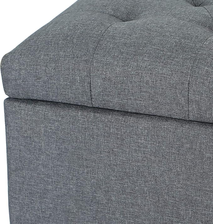 Joveco Storage Ottoman Bench Rectangular Fabric Organization Foot Rest, 24 Inch Modern Tufted Bedroom Foot Stool and Seat for Entryway, Bedroom, Living Room