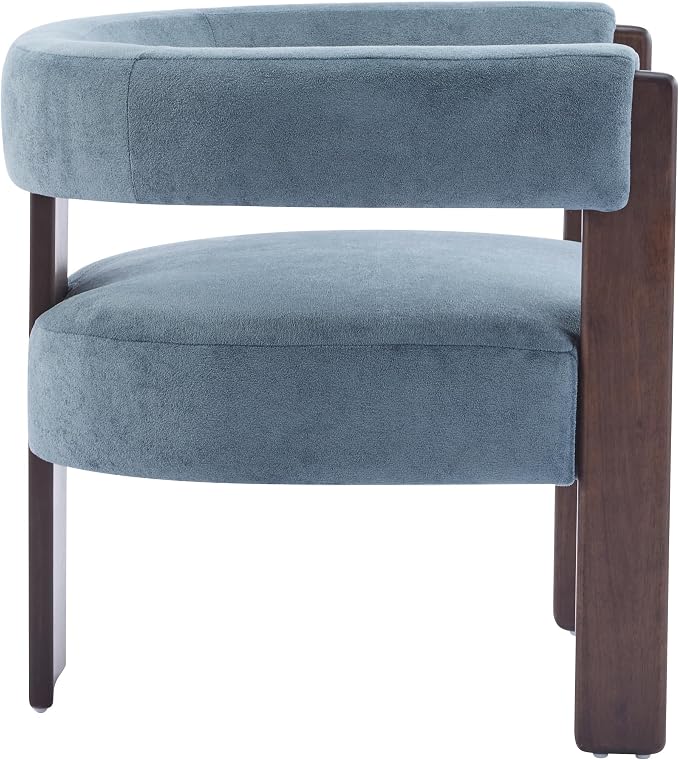 Christopher Knight Home Nettie Modern Accent Chair for Living Room, Velvet Fabric Single Lounge Sofa Chair with Wooden Frame, Comfy Reading Chair for Bedroom, Lounge Armchair with Cushion, Dusky Blue