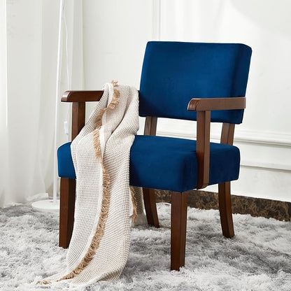 FAGAGA Accent Chair Set of 2 with Table, Living Room Chairs with Velvet Soft Seat & Armrests for Living Room Bedroom Reading Room Waiting Room (Velvet Navy)