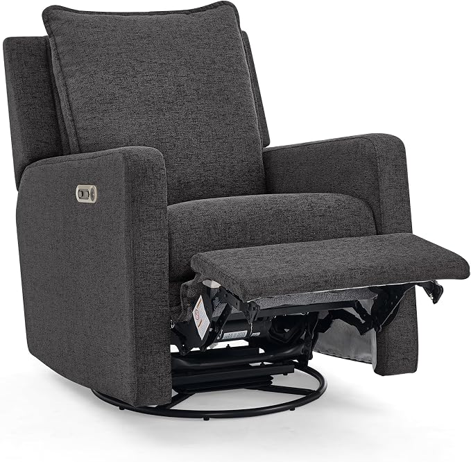 babyGap Harlowe Power Recliner with USB-A and Type-C Ports by Delta Children - Greenguard Gold Certified – Stain-Resistant Performance Fabric is Oeko-TEX Standard 100 Certified, Charcoal