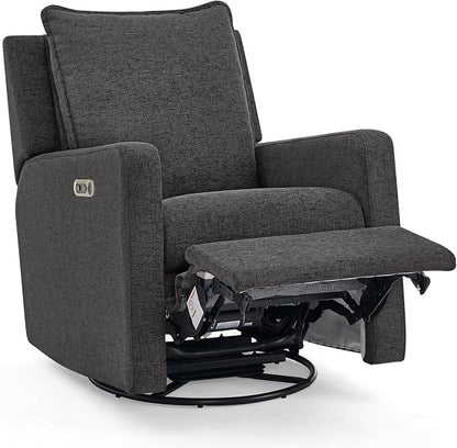 babyGap Harlowe Power Recliner with USB-A and Type-C Ports by Delta Children - Greenguard Gold Certified – Stain-Resistant Performance Fabric is Oeko-TEX Standard 100 Certified, Charcoal