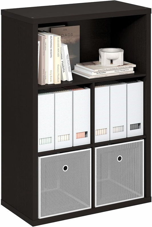 Furinno Cubicle 5-Cube Book Shelf, Extra Thick Frame Bookshelf, Dark Oak | Cube Storage Organizer Bookcase with Closed Back, 15.3 x 29.9 x 43.3, for Living Room, Bedroom, Home Office