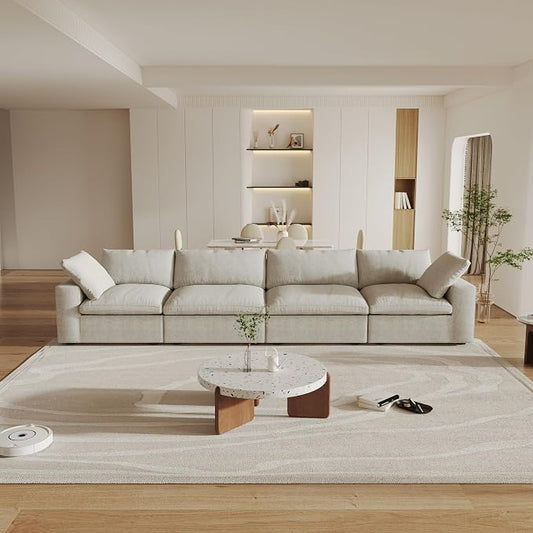 Cloud Modular Sectional Sofa Couch,160" Convertible Couches Wide 4 Seater Sofa for Living Room,Minimalist Deep Sofa Couches,Covers Washable&Replaceable(Khkai)
