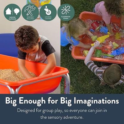 Children's Factory Medium Sensory Table – 18″ Height, Sandbox, Water Table for Kids, Red