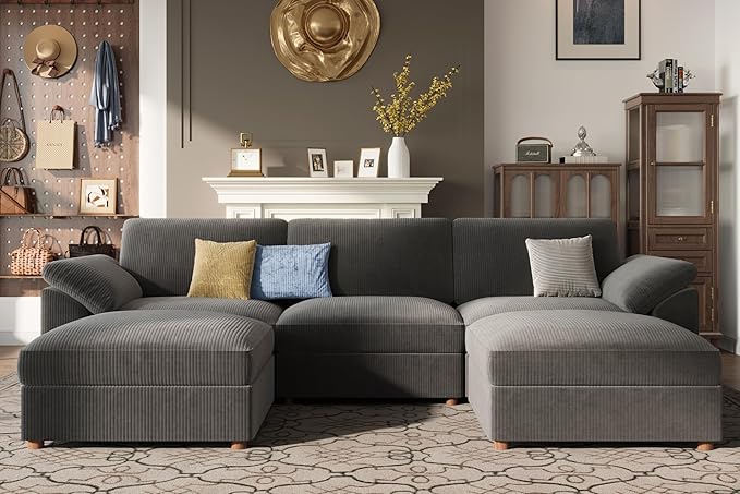EASE MOOSE Oversized Modular Sectional Sofa, Extra Large U Shape Sectional Cloud Couch,Comfty Deep Modular Sofa with Ottoman for Living Room