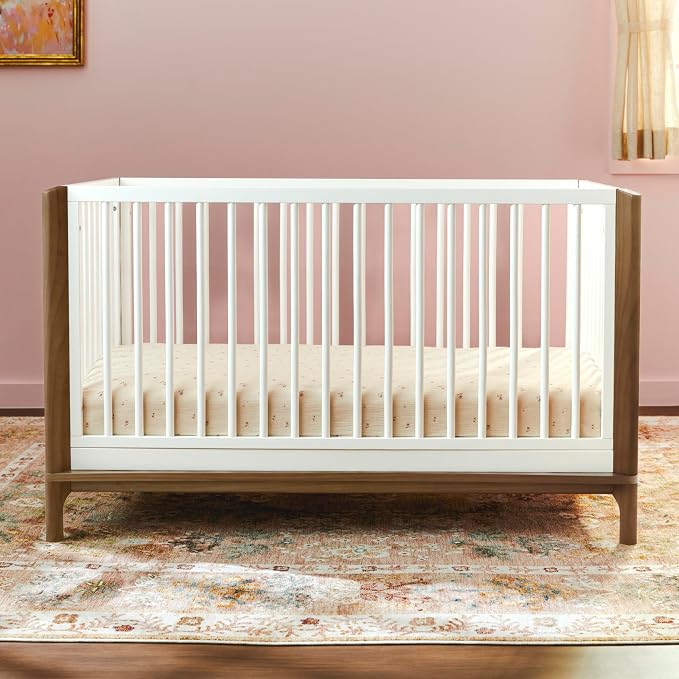 Little Seeds Laurel 4-in-1 Convertible Baby Crib to Toddler Bed in White/Chestnut
