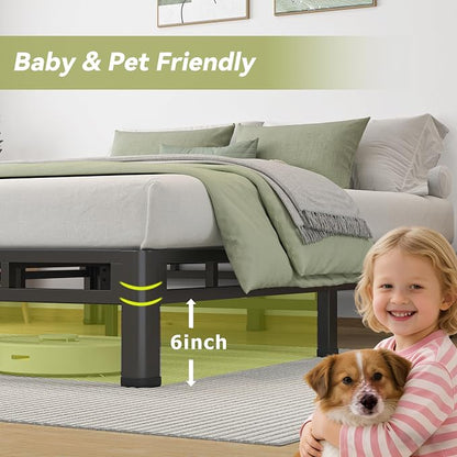 NKZ 10 Inch King Size Bed Frame, Metal Bed Frame & Box Spring 2 in 1 Platform with Round Corner Legs, 4000lbs Weight Capacity Reinforced Low Profile Metal Frame, Noise-Free, Easy Assembly