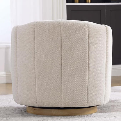 Swivel Barrel Chair, 360 Degree Round Swivel Accent Chair for Living Room, Mid Century Modern Upholstered Accent Chair,Comfy Tufted Sofa Armchairs for Bedroom,Nursery,Chenille,Beige