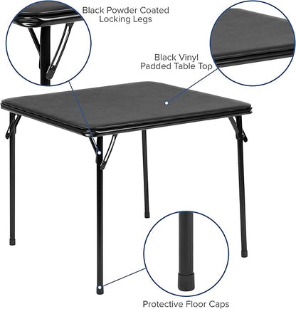 Flash Furniture Mindy Folding Kids Table with Vinyl Padded Top, Children's Square Activity Table for Daycare and Classrooms, Black