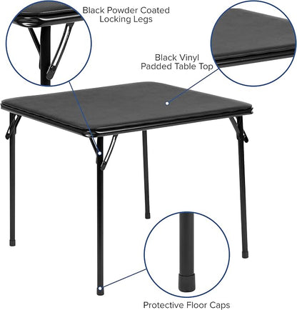 Flash Furniture Mindy Kids 3-Piece Folding Table and Chairs Set for Daycare and Classrooms, Children's Activity Table and Chairs Set, Black