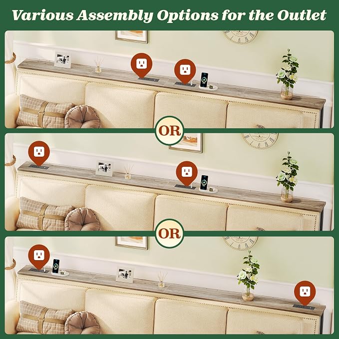 SUPERJARE 110.2 Inch Sofa Table with Power Outlets and USB-C Ports, 5.9 Inch Narrow Console Tables, Entryway Hallway Couch Tables with Storage, Behind Sofa, Small Spaces, Living Room, Oak