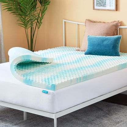 Linenspa 3" Convoluted Gel Swirl Memory Foam Topper, Egg Crate, CertiPUR-US