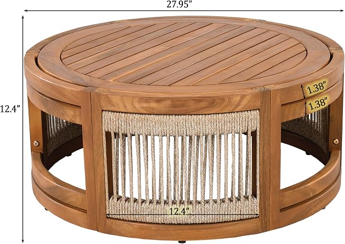 Christopher Knight Home Nesbit 8-Seater Patio Furniture Set with Removable Cushion, 8 Piece Outdoor Acacia Wood Conversation Set, Wooden Outdoor Sectional Sofa Set with Coffee Table, Beige
