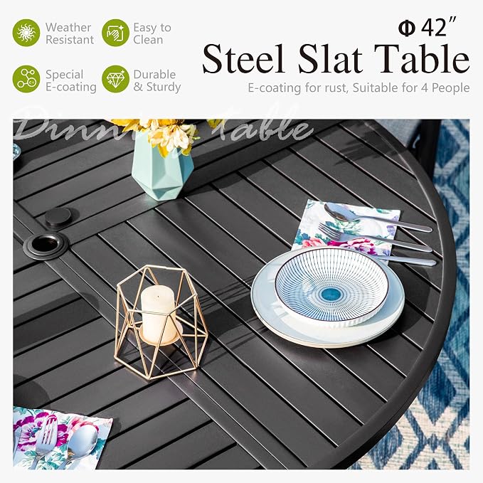 Sophia & William 5 Piece Outdoor Patio Dining Set, Patio Table and Chairs Set for 4,Swivel Patio Chairs with Cushions and Round Table, Outdoor Dining Set for Backyard, Poolside