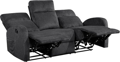 Lexicon Manual Reclining Sofa, Textured Microfiber Recliner Sofa, Wall Hugger, Track Arms, Magazine Pockets, Manual Dual Recliners Couch for Living Room/Office/Apartment, Easy Assembly, Dark Gray