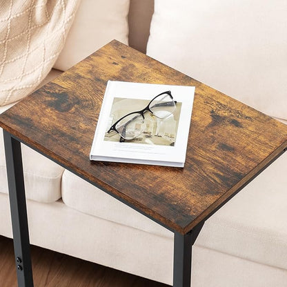 AMHANCIBLE C Shaped End Tables, Couch Side Tables that Slide Under, TV Trays for Living Room, Bedroom, Small Space, Sofa, Brown HET02BBR-1