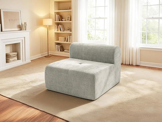 37" Oversized Boneless Couch, Comfort Cloud Sectional Couches for Living Room, Modular Sofa High Back & Extra Deep Seat, No Assembly, Soft Chenille Fabric (Light Grey, 37 inch-Single Seat)