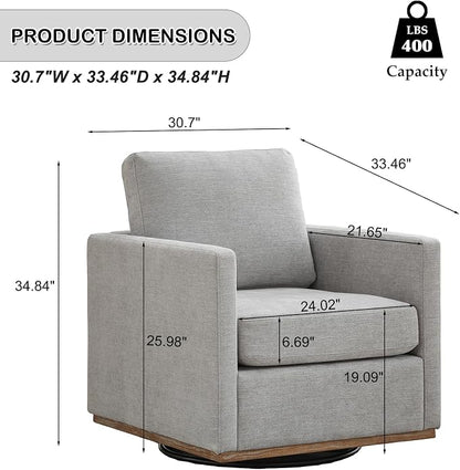 Grey Swivel Accent Chair Set of 2, 360 Degree Square Swivel Chair for Living Room, Mid Century Modern Upholstered Barrel Chair,Comfy Sofa Armchairs for Bedroom,Nursery,Chenille-1