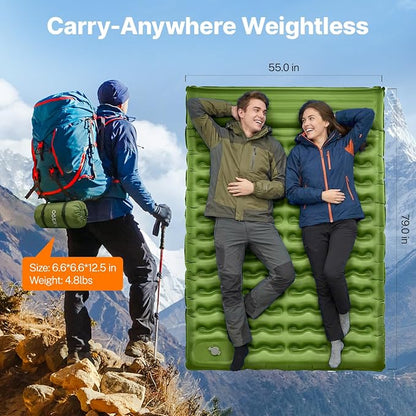 OGERY Sleeping Pad, Ultralight Inflatable Sleeping Pad for Camping with Pillow Built-in Foot Pump, 6" Extra-Thick Reinforced Camping Mattress for Hiking, Backpacking, Tent