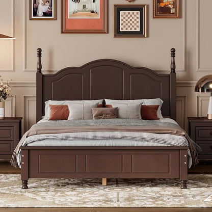 Harper & Bright Designs Bedroom Set Furniture, 3-Pieces Bedroom Sets, Full Size Wood Platform Bed and 2 Nightstands, Dark Walnut