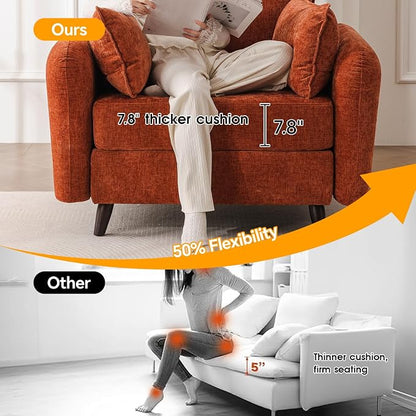 Rexulqo Oversized Accent Chair with Ottoman,All Seats Storage,Comfy Armchair,24.5'' Deep Seat,Upholstered Living Room Chairs,Reading Chair,Lounge Chair for Bedroom,Office,Chenille,Orange