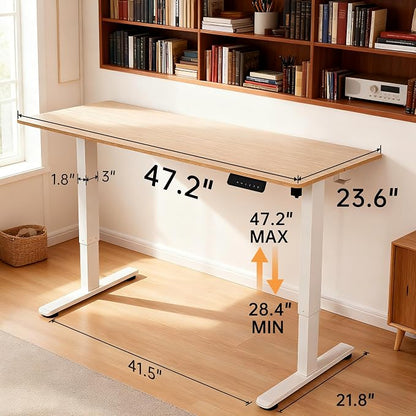 47"x24" Standing Desk Height Adjustable Electric Stand up Desks for Home Office Computer Sit Stand Desk with Two-Piece Desktop with gap LED Display 3 Memory Presets T-Shaped Metal Support,Maple