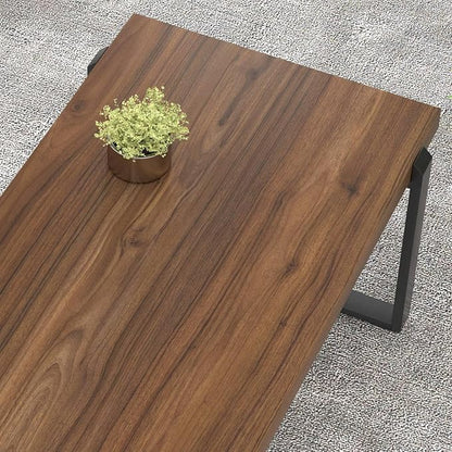 FOLUBAN Modern Coffee Table, Rustic Wood and Metal Center Table, Industrial Rectangle Cocktail Tea Table for Living Room, Walnut, 44 Inch