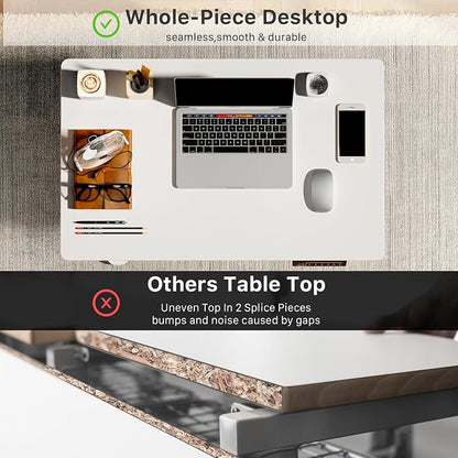 JOY worker Small Electric Standing Desk, 31.5" x 20" Whole Piece Height Adjustable Desk with Memory Controller, White Sit to Stand Workstation for Home Office