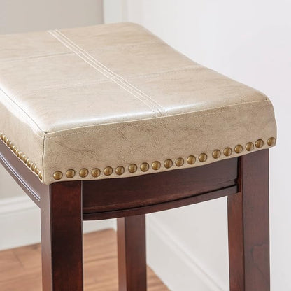 Linon Carson Cream Backless Bar Stool, Off-White