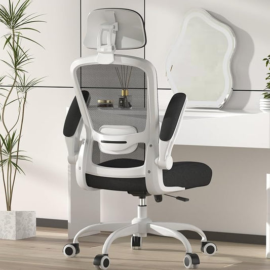 Mimoglad Office Chair, Comfy Desk Chair - High Back Ergonomic Computer Chair with Adjustable Lumbar Support & Headrest, Flip-up Armrests for Guitar Playing, Swivel Task Chair for Home and Office