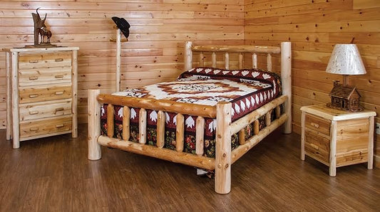 Furniture Barn USA White Cedar Log King Mission-Style Bedroom Set