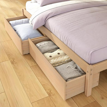 Grain & Grove Bear Twin Over Full Bunk Bed with Storage Drawers, Sturdy Bunk Bed Frame for Kids, Plywood Bunk with Ladder, Guardrail, and Slats, No Box Spring Required, Oak Embossed Natural