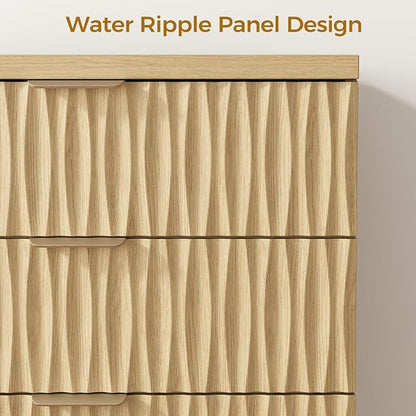 Dresser for Bedroom, 47" Wide 5 Drawer Dresser, Modern Wood Chest of Drawers for, Bedroom, Living Room, Entryway, Natural