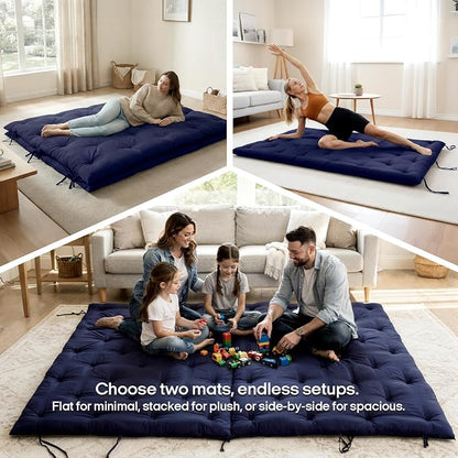 Syrinx Water Resistant Japanese Futon Mattress, Queen Size 80"x60", 2.5 Inch Thick Japanese Floor Mattress Tatami Mat, Foldable Floor Bed Sleeping Pad for Dormitory Guest Room Camping